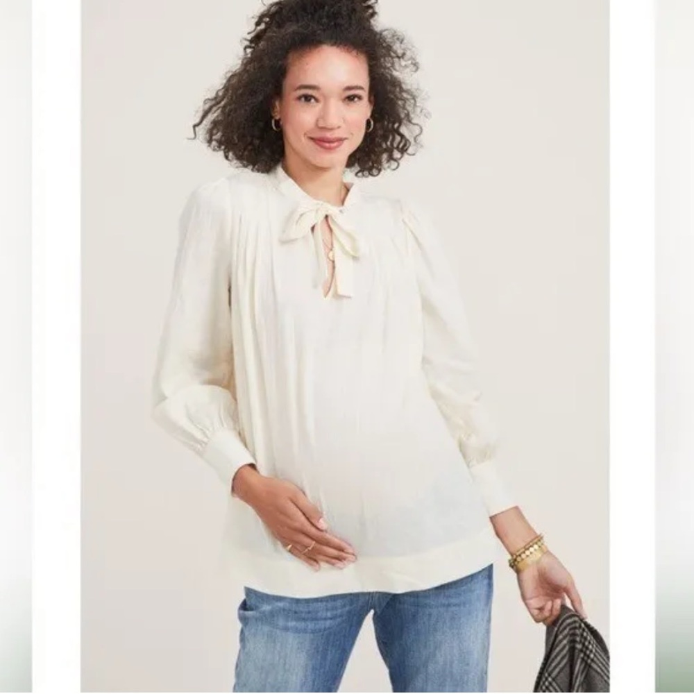 Hatch Ivory Mabel tie neck blouse Size 0